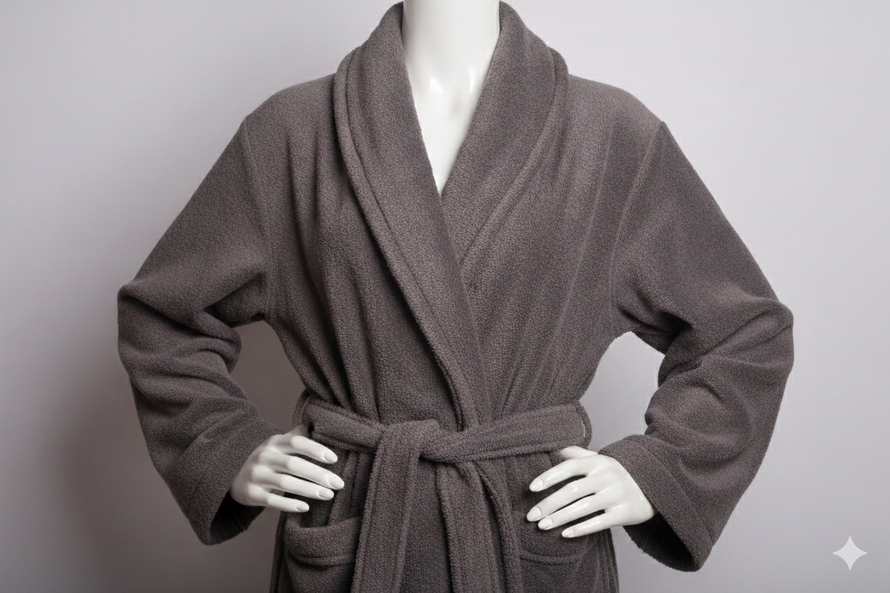 Velour Dark Grey Bathrobe