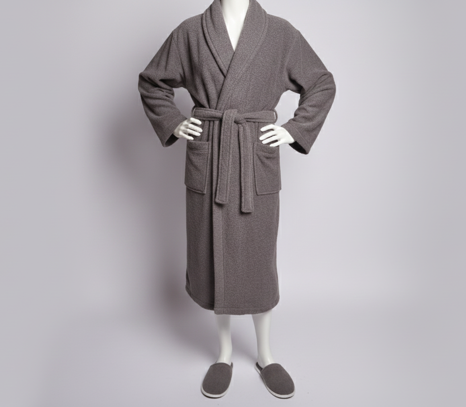Velour Grey Bathrobe Set