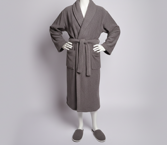 Velour Grey Bathrobe Set